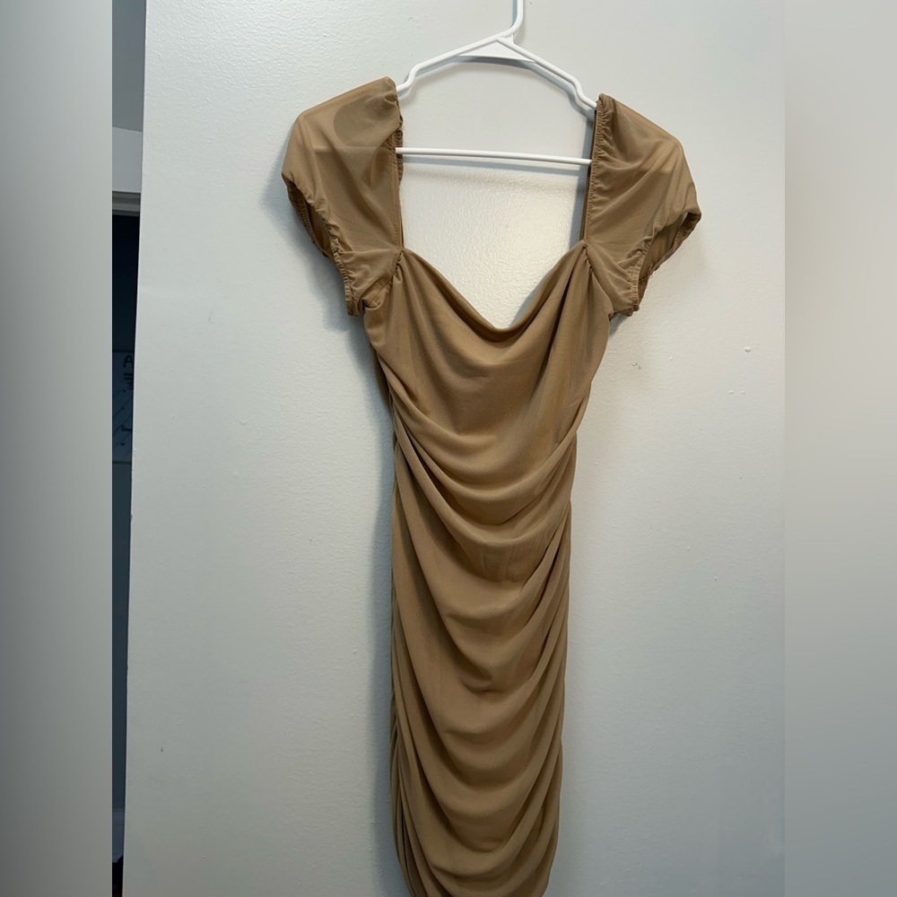 Princess Polly Tan Draped Mini Dress